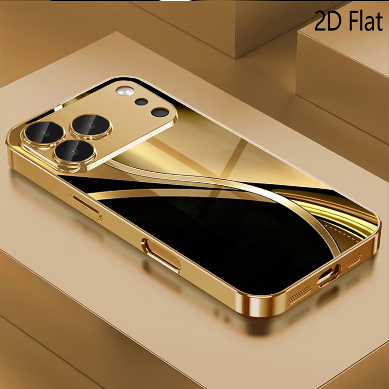 Phone Cases Designer - Schwarzgold-Druck, gemustertes Hartglas-Design für iPhone 16