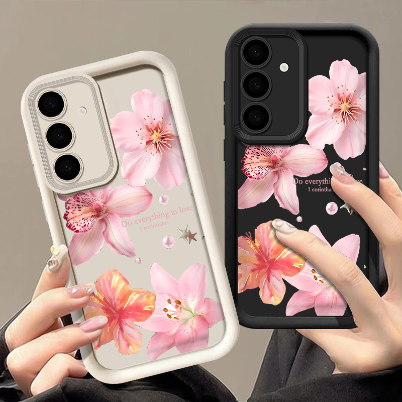 Samsung Galaxy A55 - Rosa Blumen Handyhülle für Samsung Galaxy