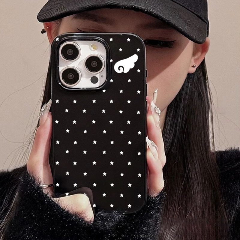 Phone Cases Xr Cute - Süße Stern-Engelsflügel-schwarze seitliche Handyhülle für iPhone