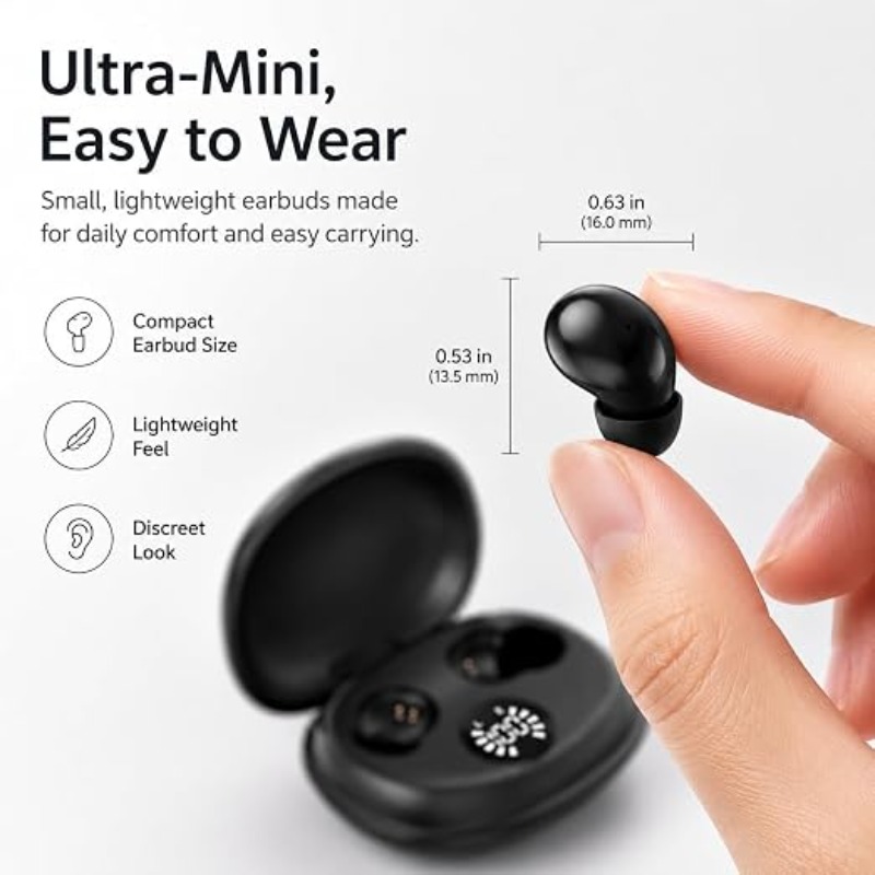 Phone Cases Officeworks - Mini unsichtbarer kabelloser In-Ear-Kopfhörer mit Touch-Steuerung,