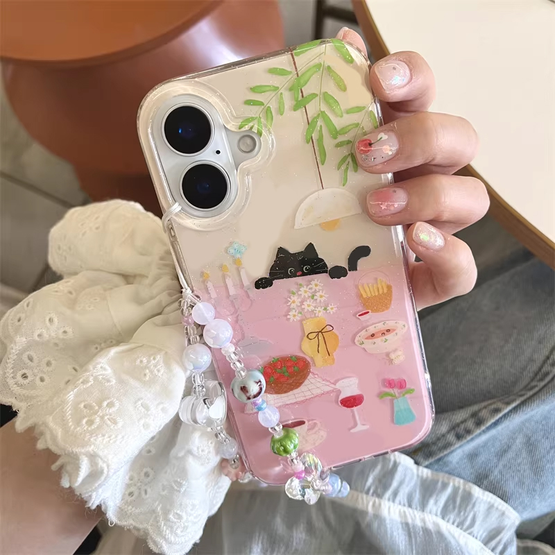Phone Cases For Girls - Ins Girl Niedliche Esstisch-Katzen-Cartoon-Handyhülle für iPhone