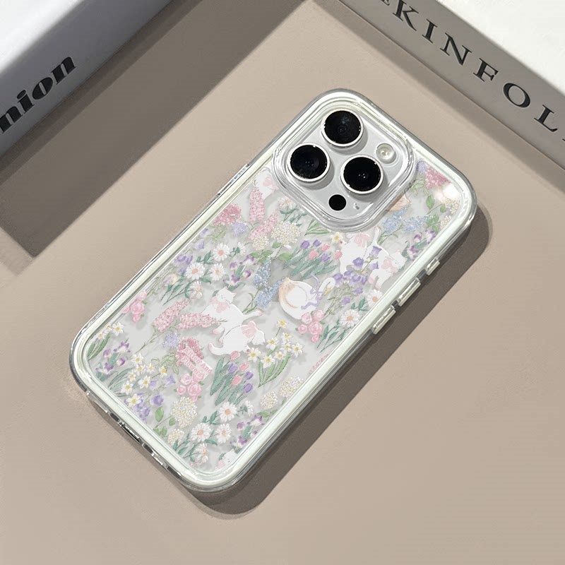 Phone Cases Xr Cute - Niedliche Blumen-Katzen-Schwan Weiche Silikon Transparente Handyhülle