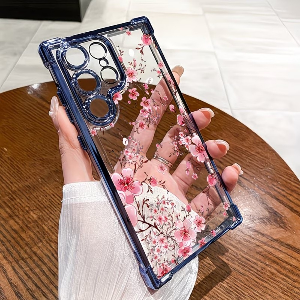 Samsung Galaxy S25 - Kirschblüten Galvanisierte Vier-Ecken-Sturzsichere Handyhülle für Samsung
