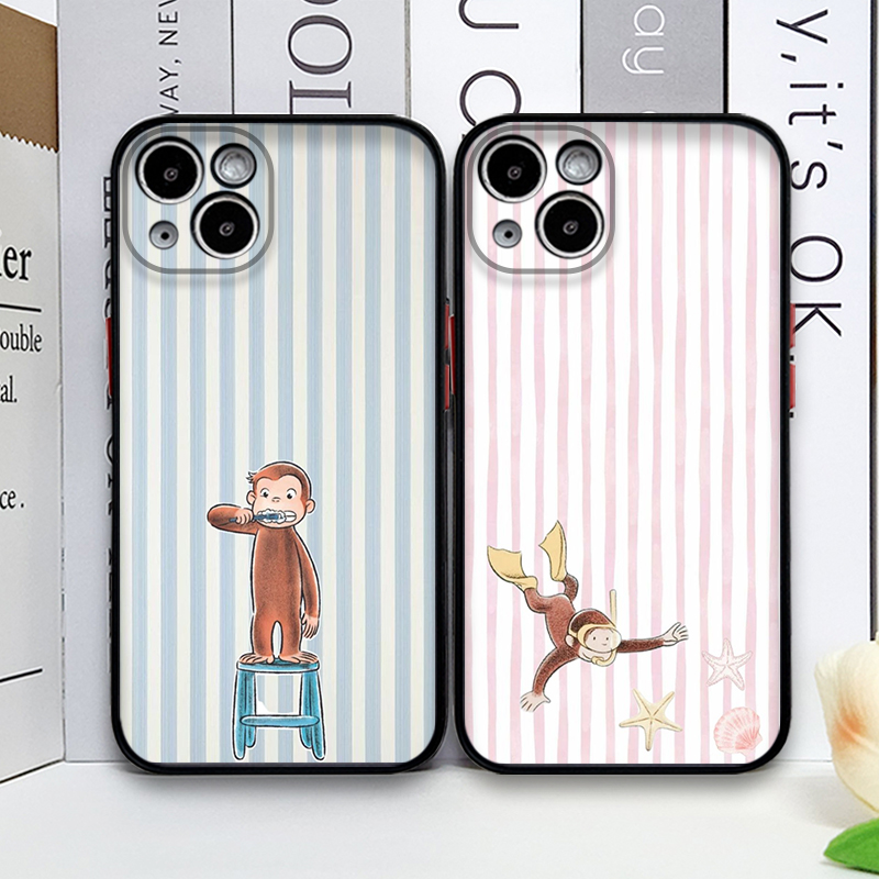 Phone Cases Iphone 16 Pro - Cartoon Gestreifter Affe mit Katze Handyhülle